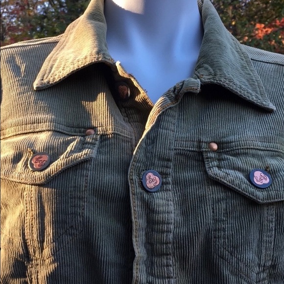 Corduroy jean jacket with copper accents rivets M - Picture 3 of 10